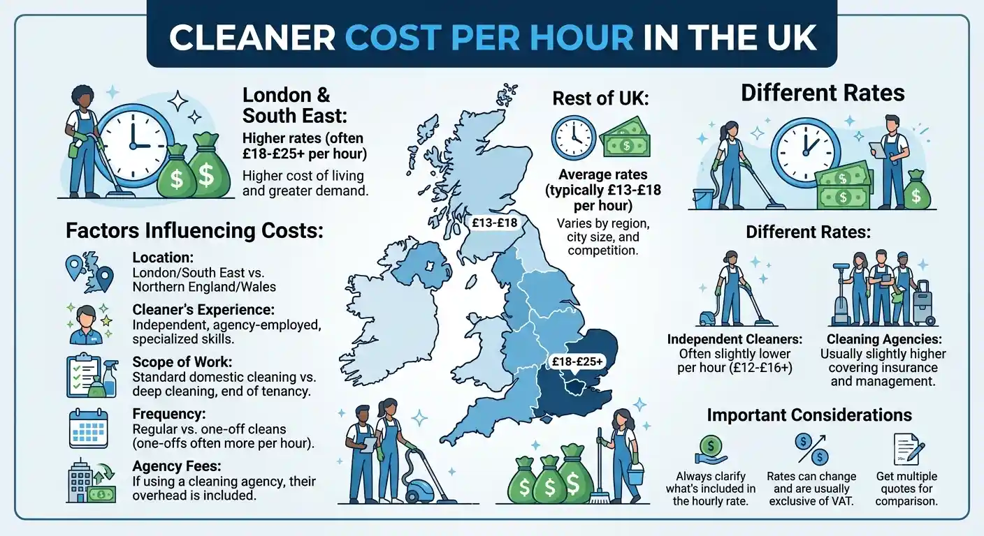 Cleaner Cost Per Hour UK - Professional Cleaning Rates and Pricing Guide