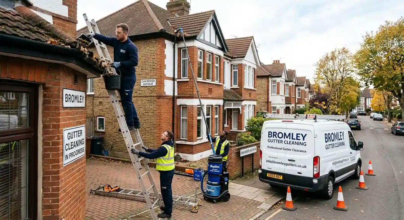 Gutter cleaning Bromley — downpipe clearing and flow testing by TidySpaces