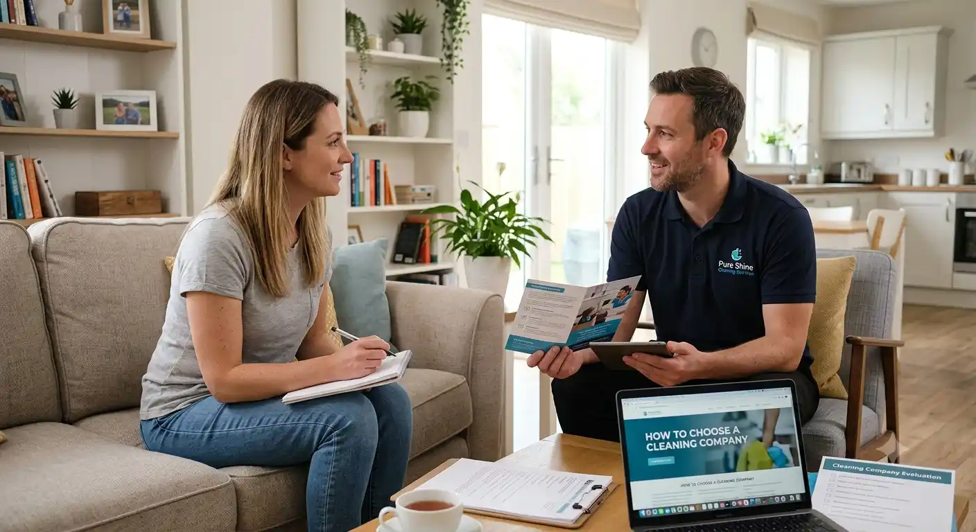 How to choose a cleaning company - homeowner reviewing DBS certificate and insurance documents
