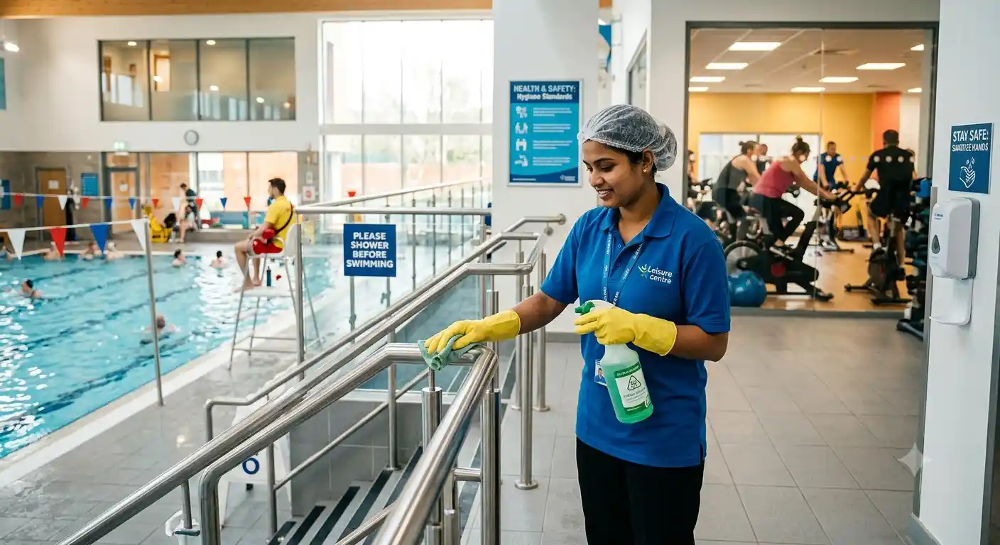 Leisure centre hygiene standards - pool water testing at a UK leisure facility