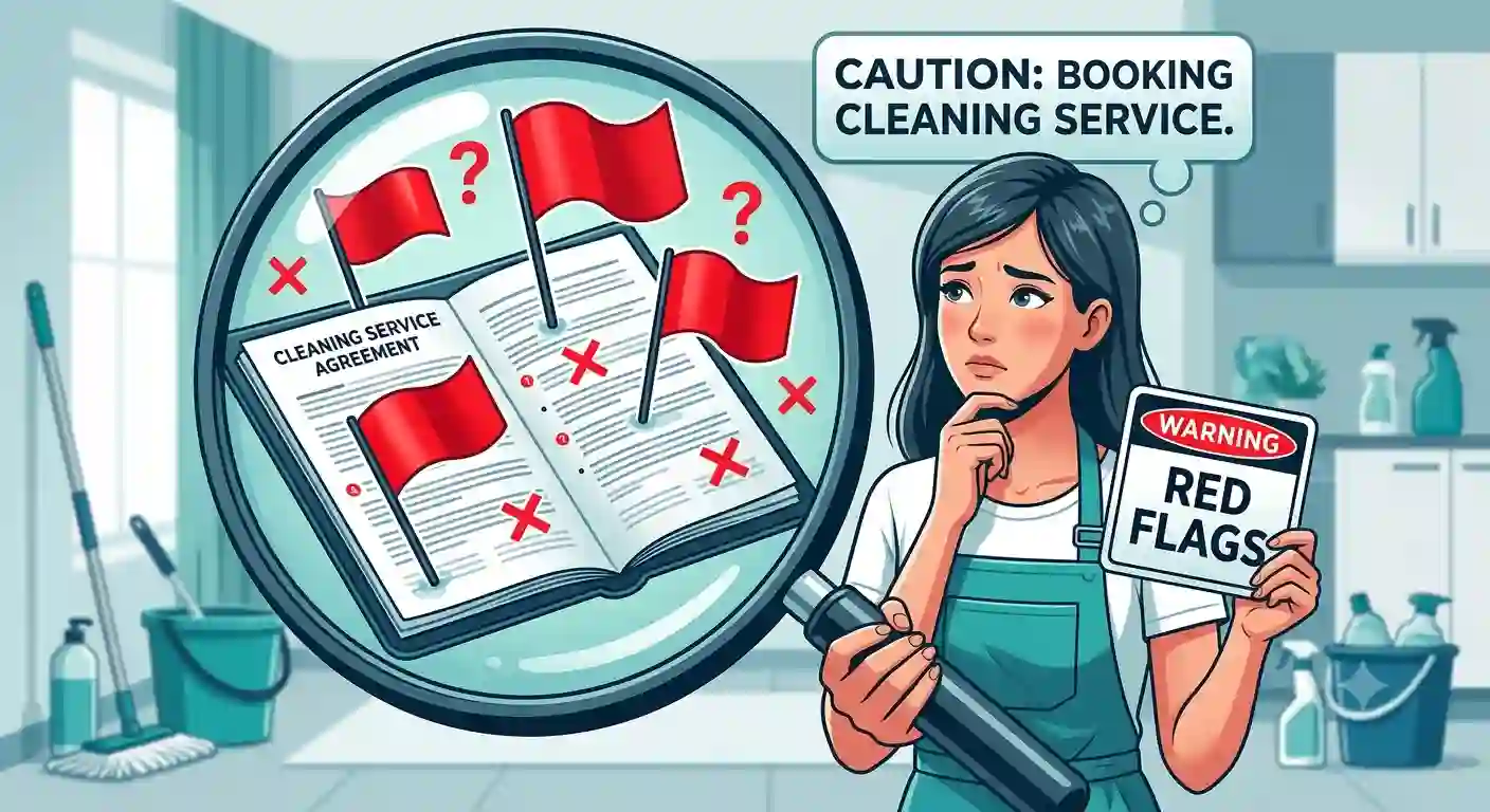 Red flags when booking a cleaning service - homeowner reviewing a vague cleaning quote