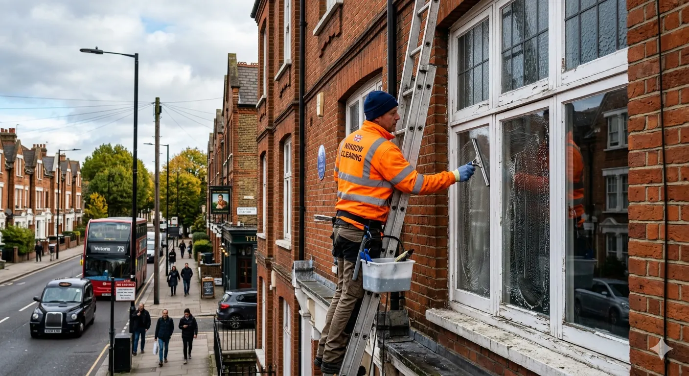 Professional window cleaning achieving streak-free finish on glass